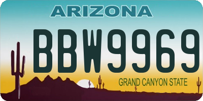 AZ license plate BBW9969