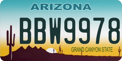 AZ license plate BBW9978