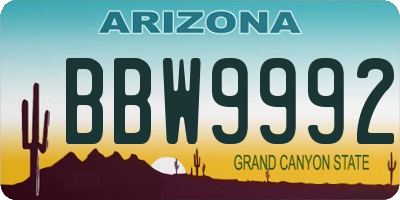 AZ license plate BBW9992