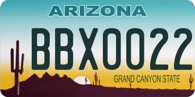 AZ license plate BBX0022