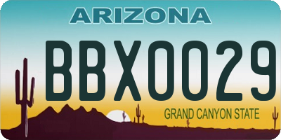 AZ license plate BBX0029