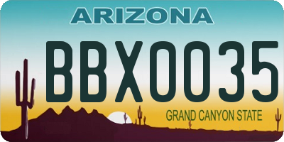 AZ license plate BBX0035