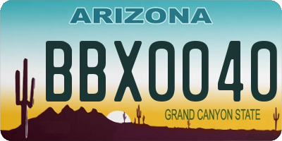 AZ license plate BBX0040