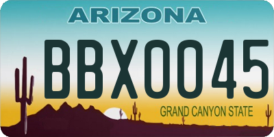 AZ license plate BBX0045