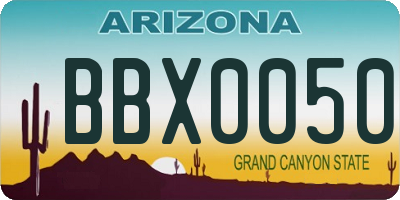 AZ license plate BBX0050