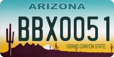 AZ license plate BBX0051