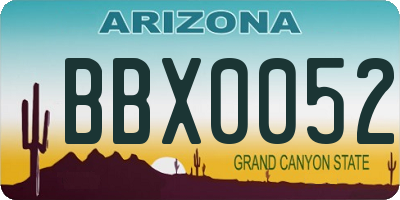 AZ license plate BBX0052