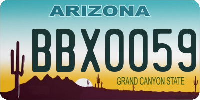 AZ license plate BBX0059