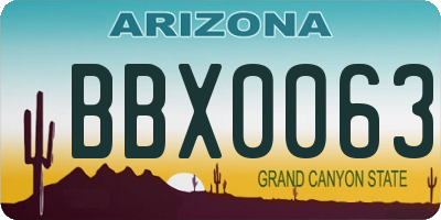 AZ license plate BBX0063
