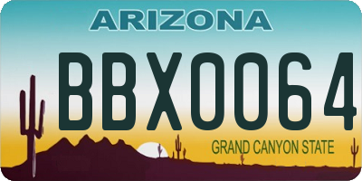 AZ license plate BBX0064