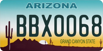 AZ license plate BBX0068