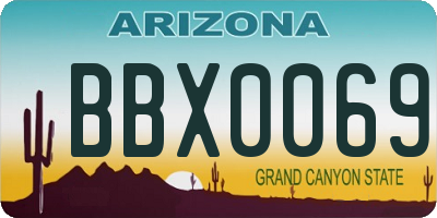 AZ license plate BBX0069