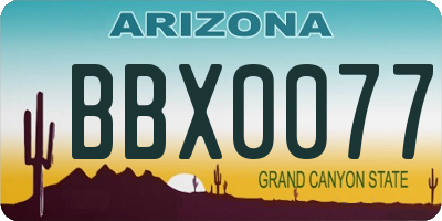 AZ license plate BBX0077