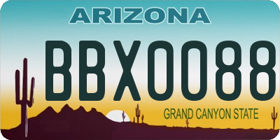 AZ license plate BBX0088