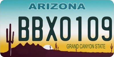 AZ license plate BBX0109