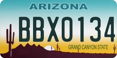 AZ license plate BBX0134