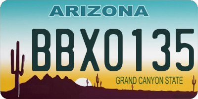 AZ license plate BBX0135