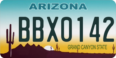 AZ license plate BBX0142