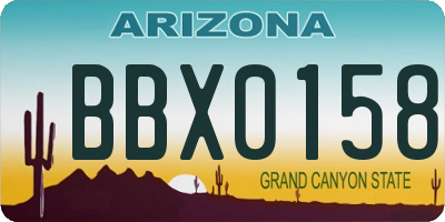 AZ license plate BBX0158