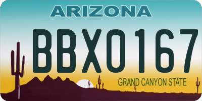 AZ license plate BBX0167