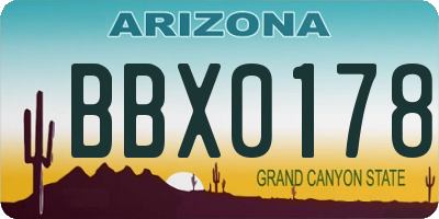 AZ license plate BBX0178