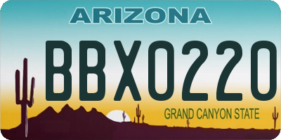 AZ license plate BBX0220