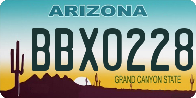 AZ license plate BBX0228