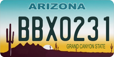 AZ license plate BBX0231