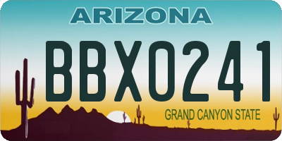 AZ license plate BBX0241