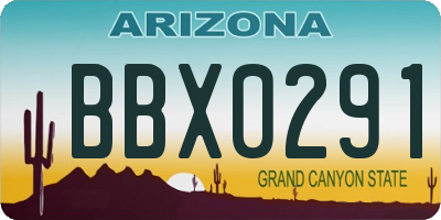 AZ license plate BBX0291