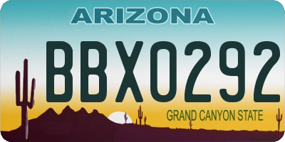 AZ license plate BBX0292