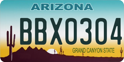 AZ license plate BBX0304