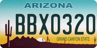 AZ license plate BBX0320