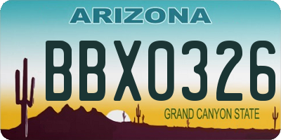 AZ license plate BBX0326