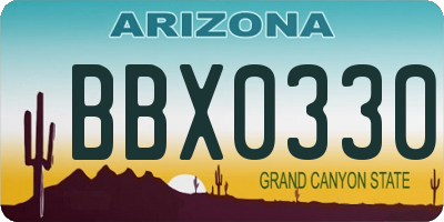 AZ license plate BBX0330