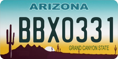 AZ license plate BBX0331