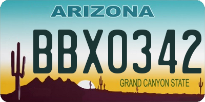 AZ license plate BBX0342