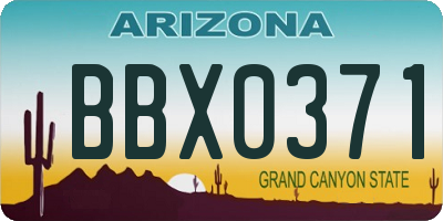 AZ license plate BBX0371