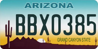 AZ license plate BBX0385