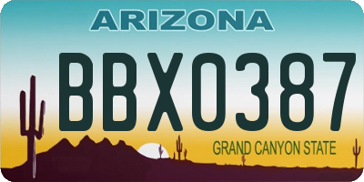 AZ license plate BBX0387