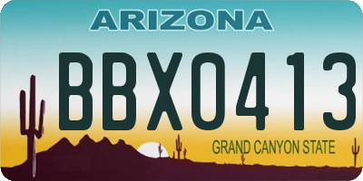 AZ license plate BBX0413