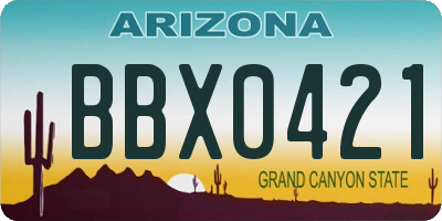 AZ license plate BBX0421