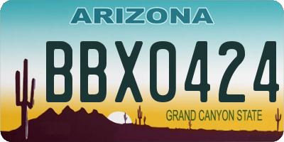 AZ license plate BBX0424