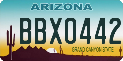 AZ license plate BBX0442