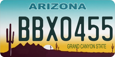 AZ license plate BBX0455