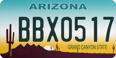 AZ license plate BBX0517