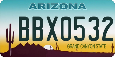 AZ license plate BBX0532