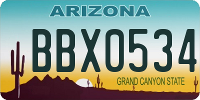 AZ license plate BBX0534