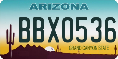 AZ license plate BBX0536