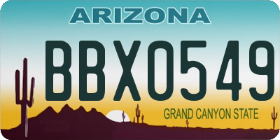 AZ license plate BBX0549